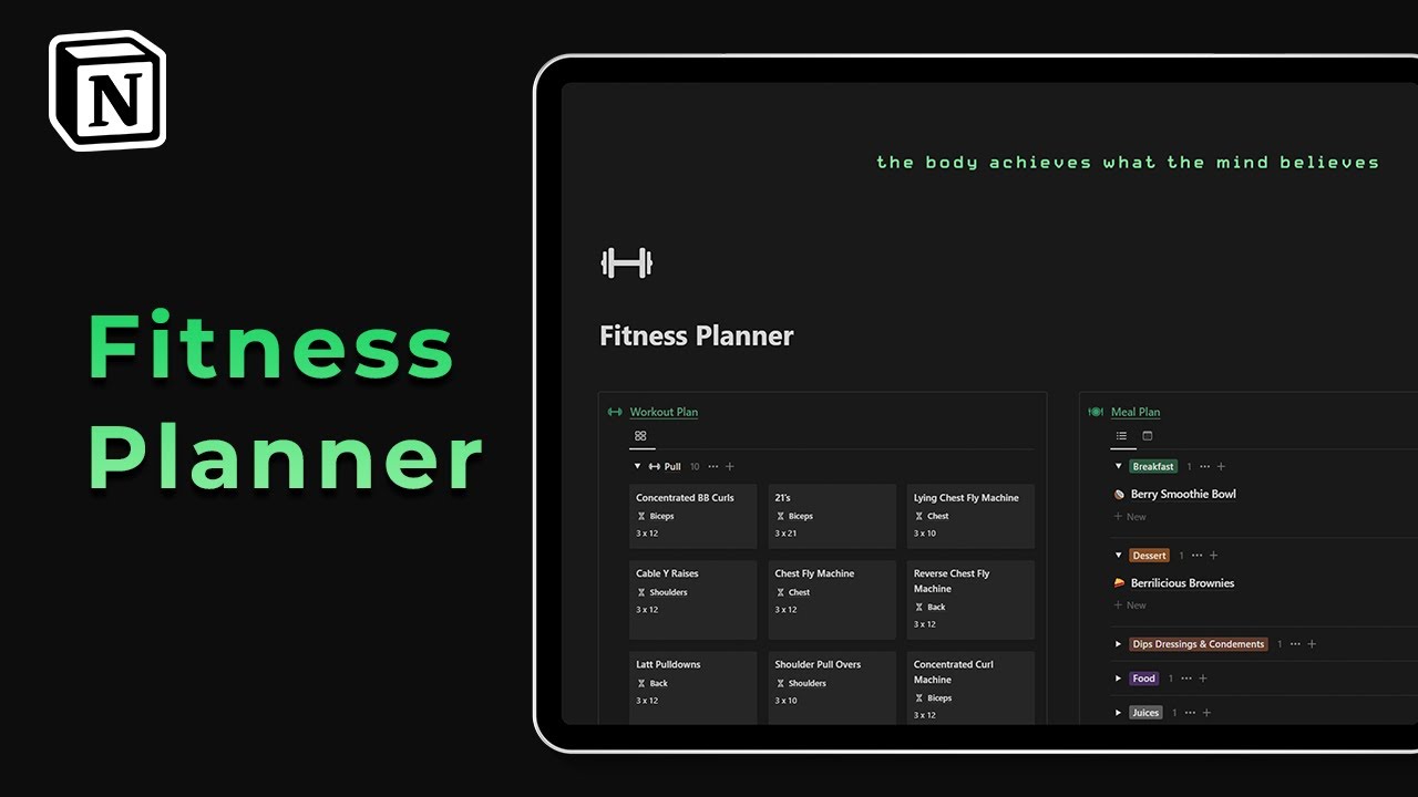 How to Create a Notion Workout  Meal Planner: Video By Chriss Notion